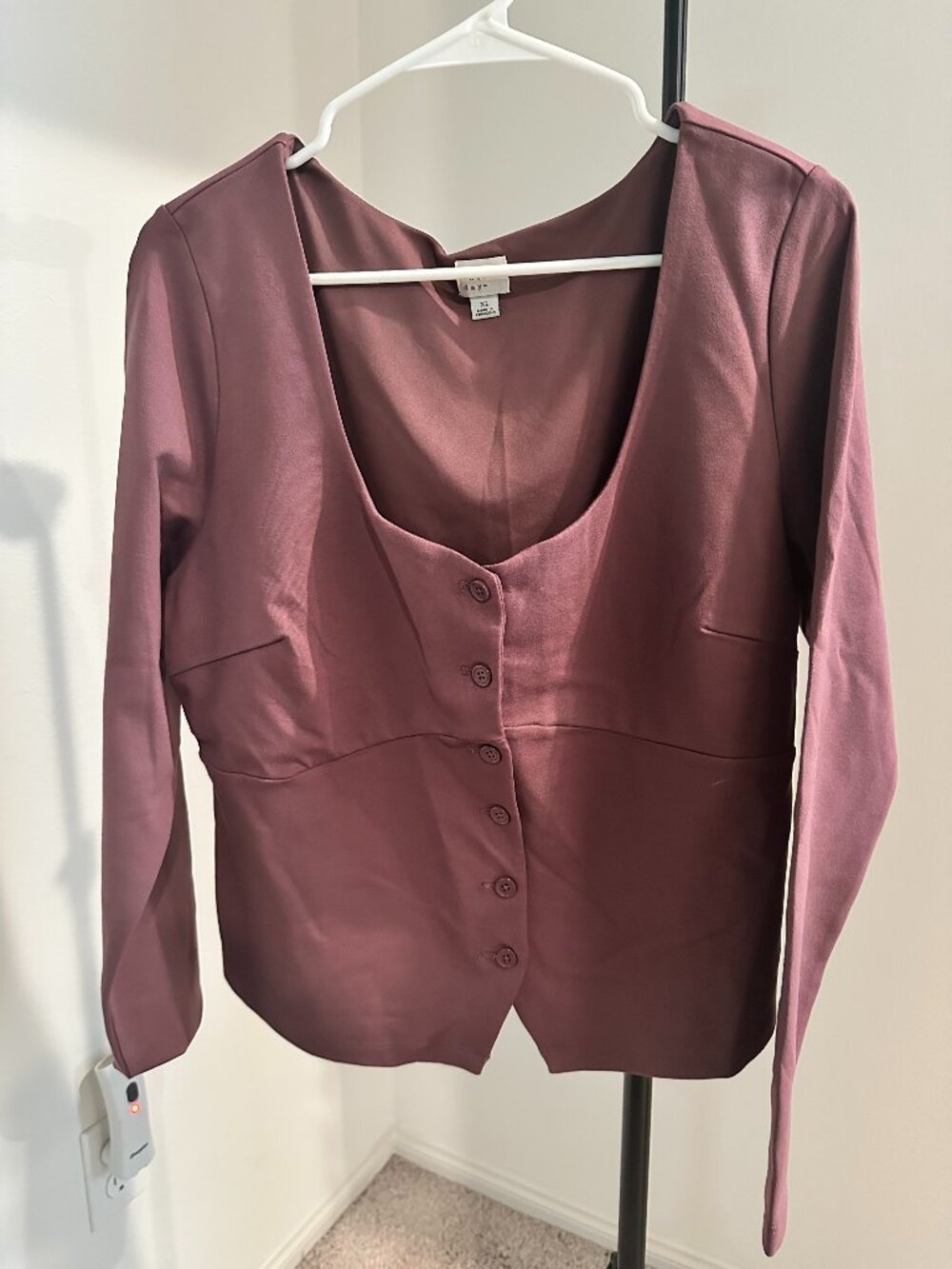 Dusty Rose Top Low Cut with Buttons